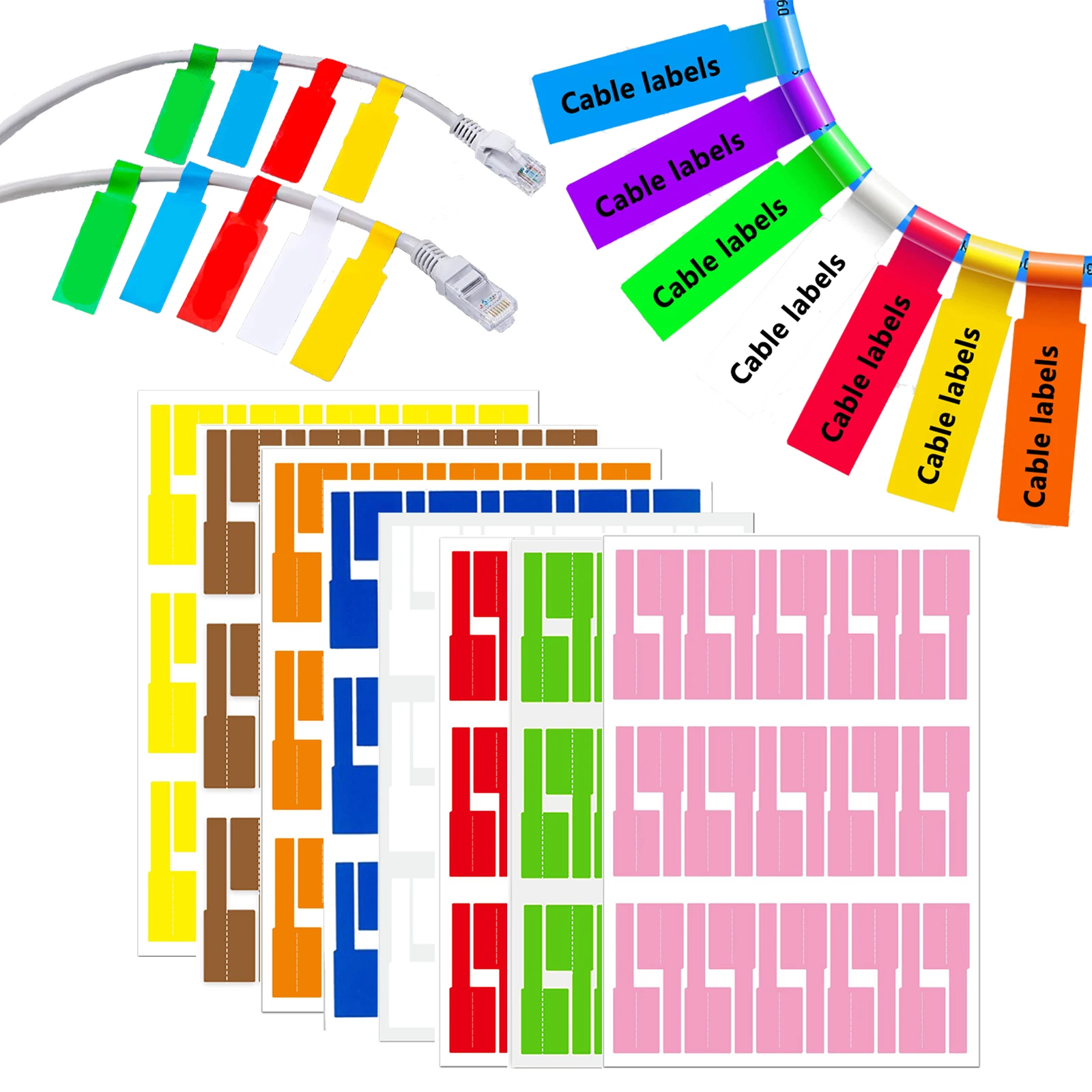 Label Printer - 240pcs Self-Adhesive Cable Labels Colorful Waterproof